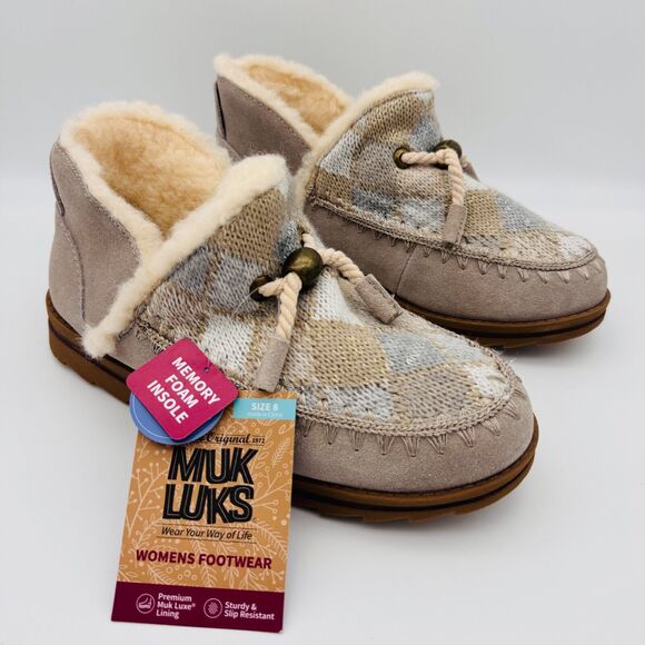 MukLuks Womens size 8 Ziggy Wilshire Ankle Booties Wool Blend Memory Foam NEW - Picture 1 of 9
